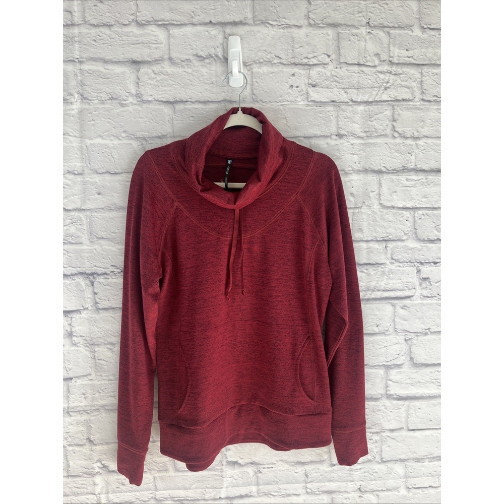 Kuhl Sporty Athleisure Cozy Burgundy Heathered Cowl Neck Pullover Large